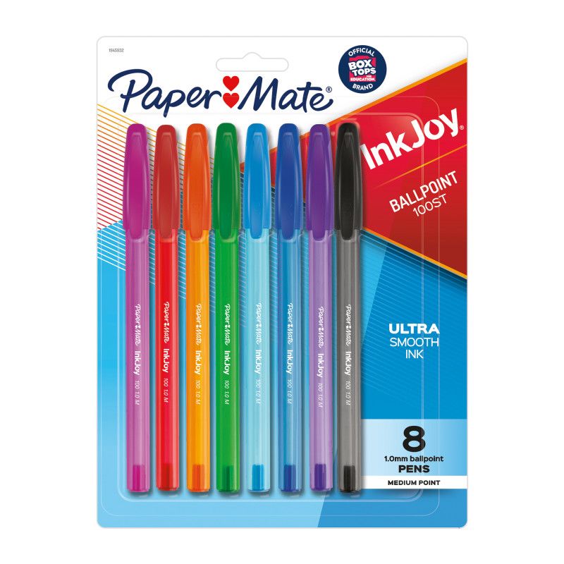 Paper Mate InkJoy 100ST Ballpoint Pens, Medium Point, Assorted Ink, 8 Count, 1 of 2