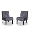 Velvet Mid-Century Modern Accent Chairs Set of 2 with Channel Tufting, Plush Seat and Solid Wood Legs - 2 of 4