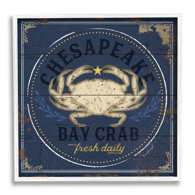 Stupell Industries Vintage Chesapeake Bay Crab Sign Nautical Marine Life
