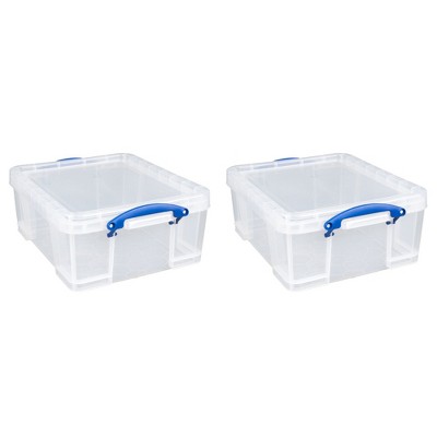 Really Useful Box Plastic Storage Container With Built In Handles And Snap  Lid 17 Liters 18 78 x 15 38 x 8 Clear - Office Depot