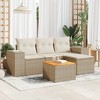 vidaXL Patio Sofa Set with Cushions Outdoor Furniture 5 Piece Poly Rattan - Beige and Cream - 2 of 4