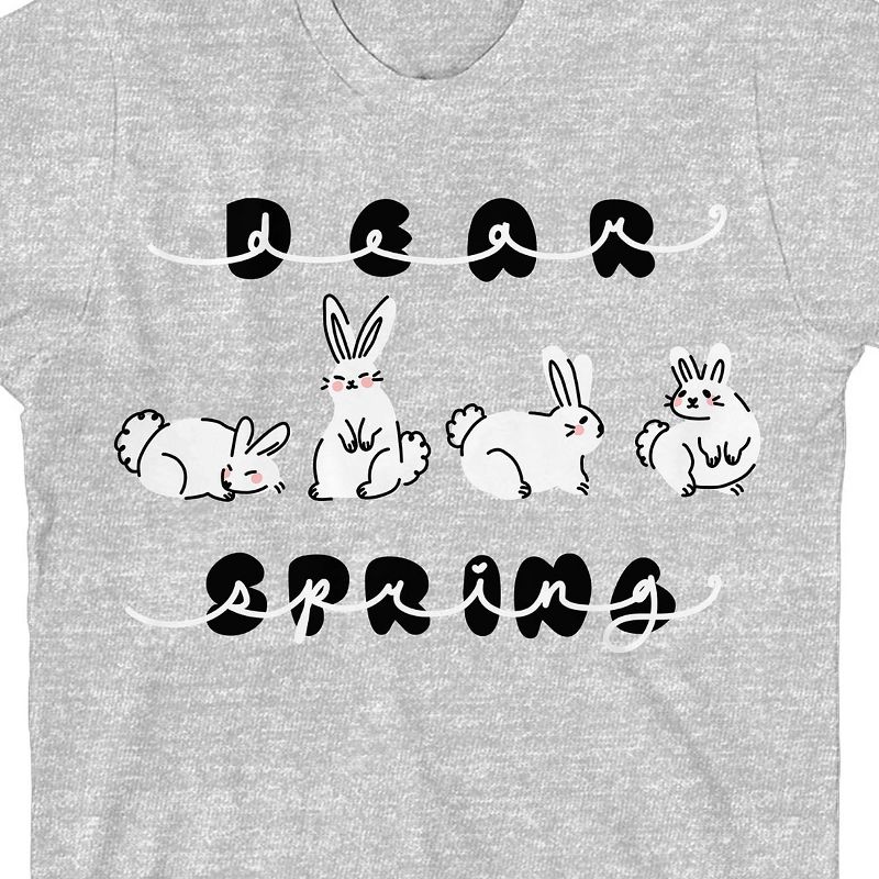 "Dear Spring" Balloon Letters With Cute Bunnies Youth Girl's Heather Gray Short Sleeve Crew Neck Tee, 2 of 3