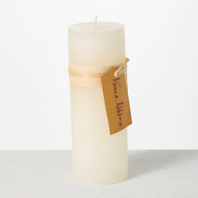 Vance Kitira 9" Melon White Timber Pillar Candle ,Scentless, Clean-Burning, Environmental Friendly