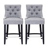 WestinTrends 24" Linen Tufted Buttons Upholstered Wingback Counter Stool (Set of 2) - 3 of 4