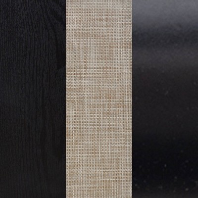 Black Wood and Rattan 3-Drawer Dresser with Metal Legs