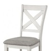 Royal Hampton Side Dining Chair Set of 2, Rustic White Rubberwood, Gray Fabric - 4 of 4