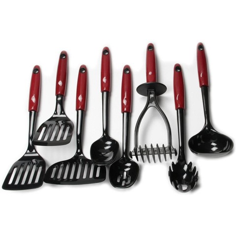 CHEF CRAFT 8 Piece Select Nylon Kitchen Utensil Tool Set Red