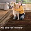 Washable Area Rug, Brown Floor Cover, Non Slip Foldable Thin Rug Distressed Geometric Bordered Carpet Kitchen Rug for Living Room Bedroom - 4 of 4