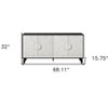 HomeRoots 68" Black and White Distressed Carved Floral Sideboard with Four Doors - 3 of 4