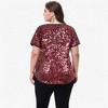 Anna-Kaci Women's Plus Size Short Sleeve Sequin Top Round Neck - 4 of 4