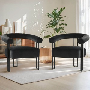 Modern Accent Chair Set of 2 ,Velvet Upholstered Accent Chair With Curved Backrest Armrest For Living Room Dining Room-Tanpinhause - 1 of 4