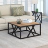 Metal Wooden Square Coffee Table in Black - Henn&Hart - 2 of 4
