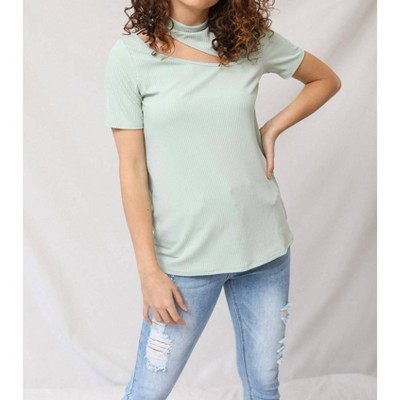 Women's Rib Knit Cut Out Top - BiBi