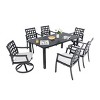7-Piece Outdoor Dining Set, Dining Set with Swivel Rockers and Stationary Chairs, Chairs with Aluminium Frame and Foam Cushions-Coolbibila - 4 of 4