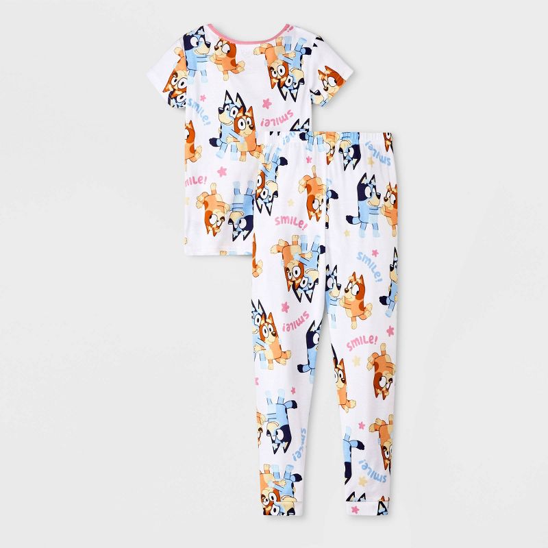 Girls' Bluey 4pc Snug Fit Pajama Set - Pink/White, 2 of 5