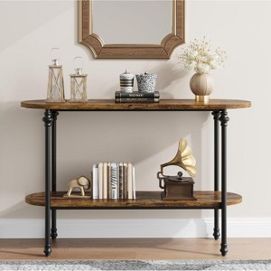 Narrow Entryway Table, 2 Tier Table with Storage Shelf, Thin Behind Couch Table, Farmhouse Skinny Sofa Table for Hallway, Entrance, Living Room - 1 of 4