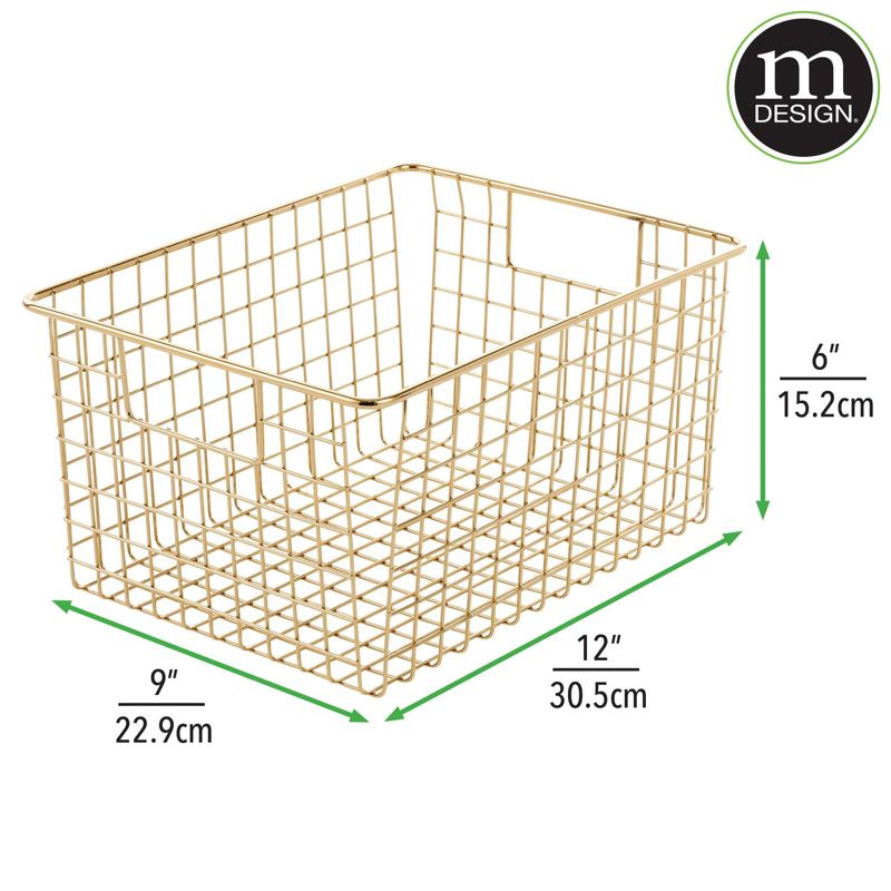 mDesign Metal Wire Bathroom Organizer Bin Basket - Handles, 4 Pack, 3 of 8