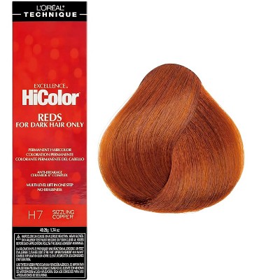L'oreal Tecnique HiColor Reds for Dark Hair Only (#H7 SIZZLING COPPER) Loreal HighColor Permanent Dye High Color