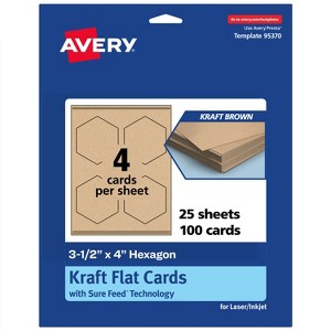 Avery Hexagon Flat Cards, 3-1/2" x 4", Kraft Brown, 100 Total - 1 of 4