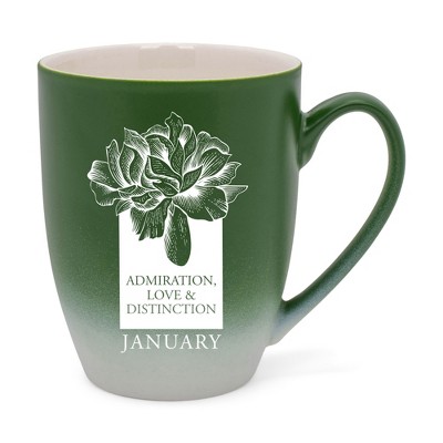 Elanze Designs Admiration Love And Distinction January Two Toned Ombre Matte Green and White 12 ounce Ceramic Stoneware Coffee Cup Mug