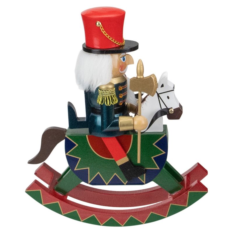 Northlight 11.5 Red and Blue Christmas Nutcracker Soldier on Rocking Horse, 3 of 8