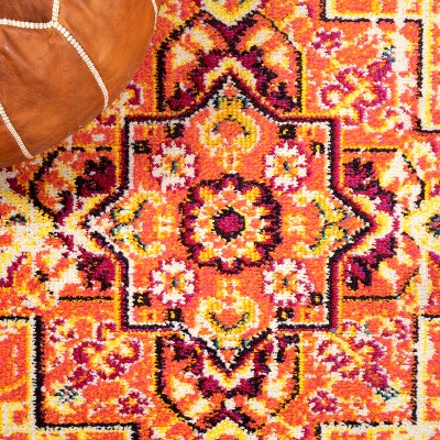 Boho Medallion Orange/Blue Reversible Kids Area Rug 4' x 6'