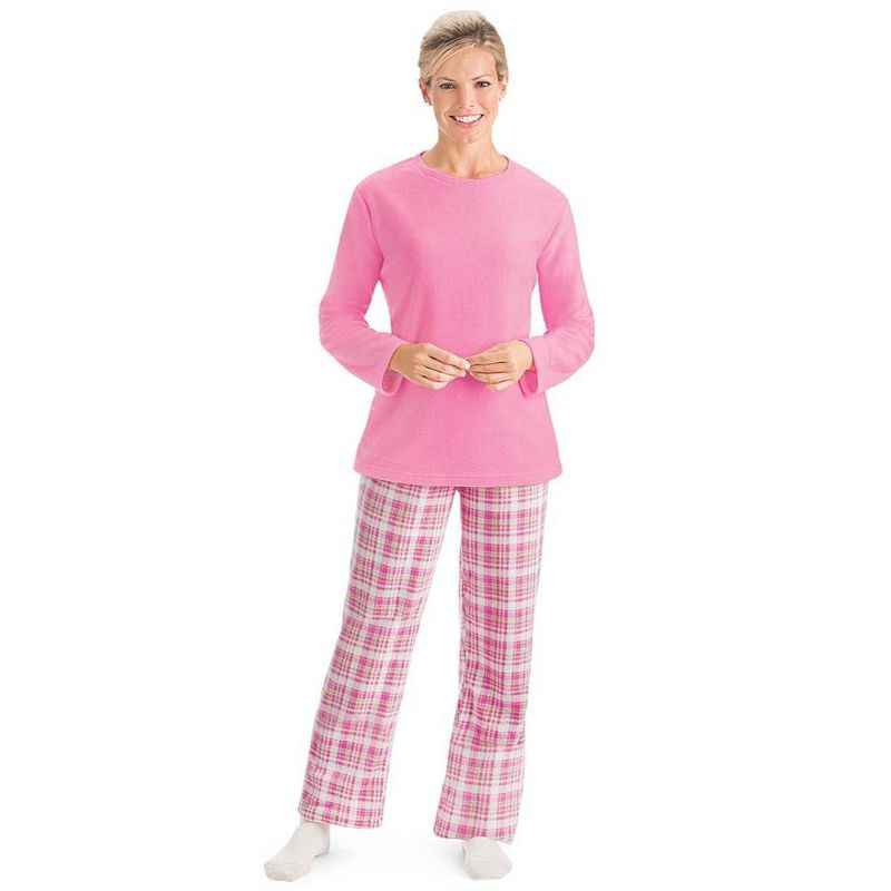 Collections Etc Fleece Pajama Set with Plaid Pants, 3 of 4