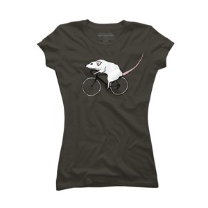 Junior's Design By Humans Cycling Rat By TeaandInk T-Shirt - 1 of 3