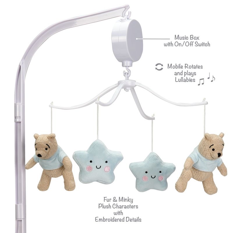 Bedtime Originals Starlight Pooh Musical Baby Crib Mobile - Blue, Animals, 3 of 8