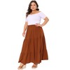 Agnes Orinda Women's Plus Size Elastic Waist High Rise Boho Flowy Casual A Line Maxi Skirts - 3 of 4