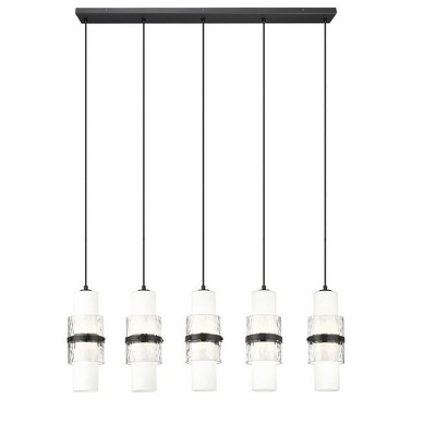 Cayden Matte Black 5-Light Linear Chandelier with Glass Shades