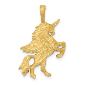 Black Bow Jewelry 14k Yellow Gold Diamond-Cut & Textured Flat Pegasus Pendant, 19mm - 1 of 4