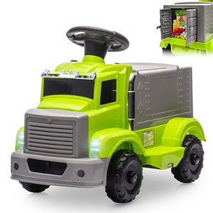 6V Ride on Truck, Kids Electric Car with Under Seat Storage, Music, 2 Headlights and 5 LED Lights - 1 of 4