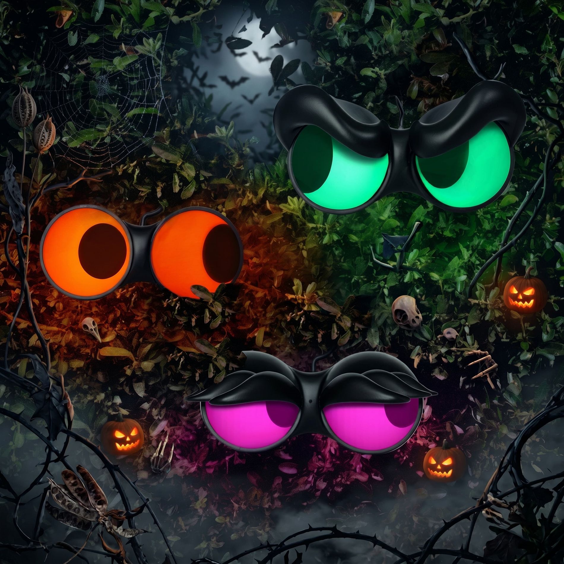 Joyfy 3 Packs Halloween Outdoor Decorations Flashing Peeping Eyes Lights with Timer for Halloween Party Outdoor Indoor Yard Garden Decoration-Orange