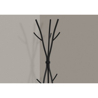 Black Metal Branch-Inspired Freestanding Coat Rack with 8 Hooks
