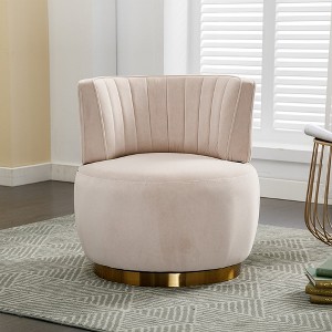 Swivel Barrel Accent Sofa Chair With Hardwood Frame Wide Upholstered 360° Rotation Round Velvet Chair - 1 of 4