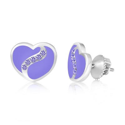 Chanteur Hypoallergenic Kids Jewelry Accessories Heart Swirl CZ White Gold Palladium Plating Stud Earrings Surgical Titanium Posts