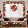 6FT Pre-Lit Christmas Garland with 20 LED Lights,Xmas Garland with Red, Gold & Silver Ball Ornaments, Flowers, Ribbons, for Home decor - 2 of 4