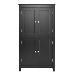 GlasFlength Bathroom Storage Cabinets Modern Freestanding Cabinet 4 Doors with Adjustable Shelves for Bathroom Living Room, Black, 23.6"*11.8"*43.3" - 1 of 3