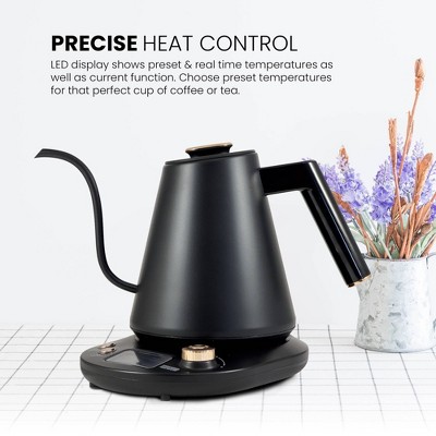 1L Black Stainless Steel Digital Gooseneck Kettle