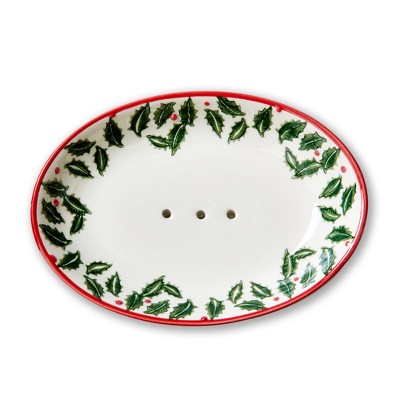 Tag Tis The Season Soap Dish - 5.5" L x 4" W x 1" H - Perfect for Hand Wash - Everyday Use - Festive Design