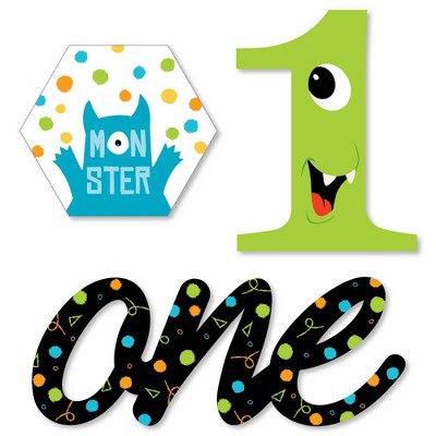 Big Dot of Happiness 1st Birthday Monster Bash - DIY Shaped Little Monster First Birthday Party Cut-Outs - 24 Count