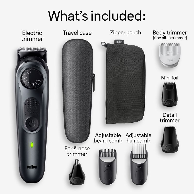 Braun All-in-One Series 5 AiO5470 Rechargeable 8-in-1 Body, Beard &#38; Hair Electric Trimmer, 3 of 11