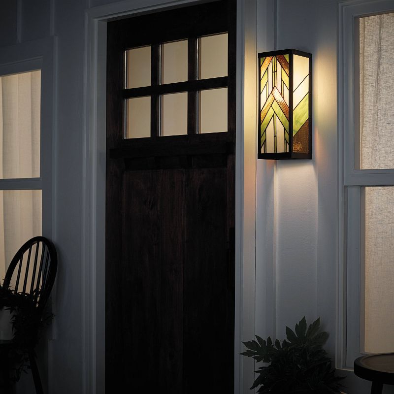16.25&#34; Stained Glass 1-Light Rectangular Mission Style Outdoor Light Wall Sconce - River of Goods, 4 of 8