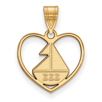 Black Bow Jewelry 14k Yellow Gold Plated Sterling Silver Sigma Sigma Sigma Greek Life Pendant