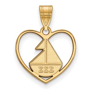 Black Bow Jewelry 14k Yellow Gold Plated Sterling Silver Sigma Sigma Sigma Greek Life Pendant - 1 of 3