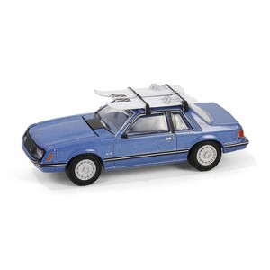 1/64 1967 Mustang Ghia Coupe with Ski Roof Rack Blue Greenlight Hobby 30510 - 1 of 4