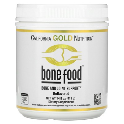 Bone Food by California Gold Nutrition, Unflavored Powder, Supports Bone Health, with Calcium, Vitamin D, Hyaluronic Acid, Collagen Peptides, 14.50 oz