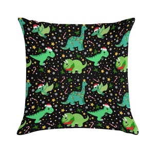 Cute Christmas Dinosaurs Pillow Covers 18x18 Decorative Throw Pillows Soft Square Cushion Covers for Couch Sofa Bedroom - 1 of 1