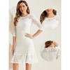 Allegra K Women's Elegant 3/4 Sleeves Ruffles Bodycon Fishtail Lace Midi Dress - 2 of 4